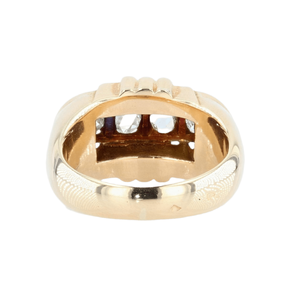 Bague Tank en or jaune, platine et diamants - Castafiore