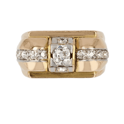 Bague Tank en or jaune, platine et diamants - Castafiore