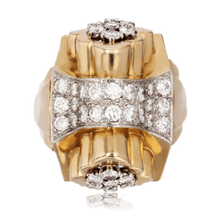 Bague Tank en or jaune, platine et diamants - Castafiore