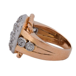 Bague Tank en or jaune, platine et diamants - Castafiore