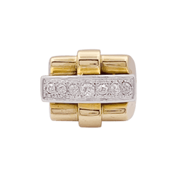 Bague Tank en or jaune, platine et diamants - Castafiore