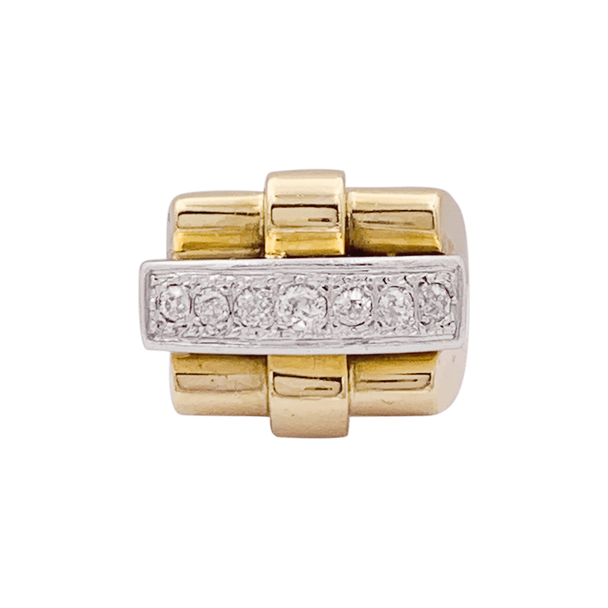 Bague Tank en or jaune, platine et diamants - Castafiore