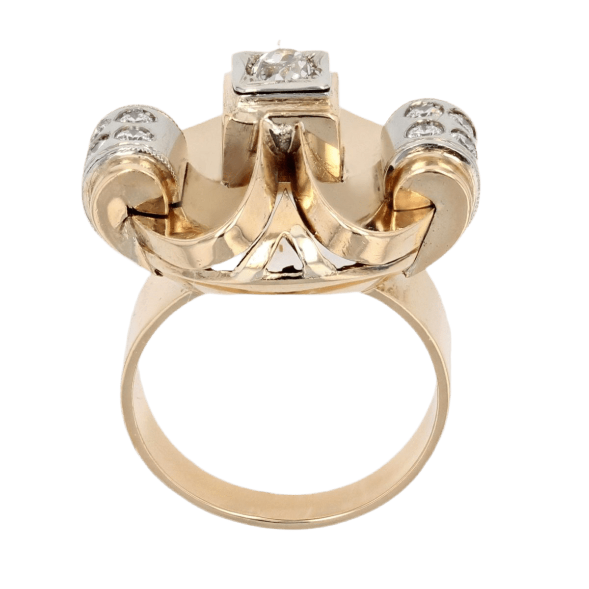 Bague Tank en or jaune, platine et diamants - Castafiore