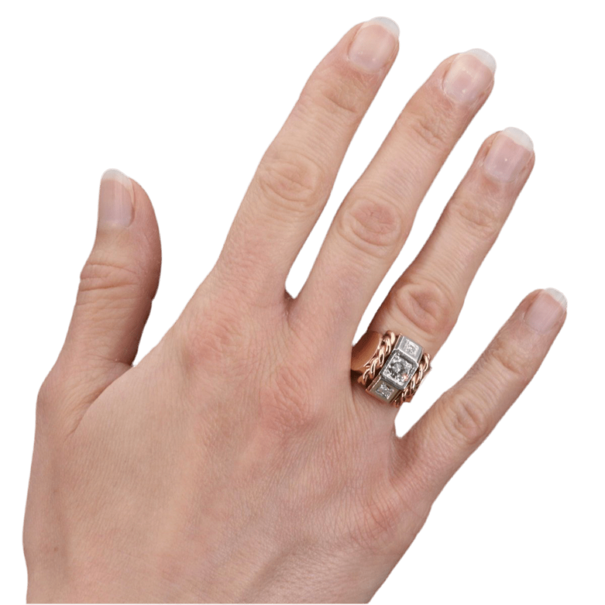 Bague Tank en or jaune, platine et diamants - Castafiore