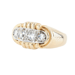 Bague Tank en or jaune, platine et diamants - Castafiore