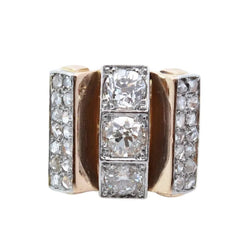 Bague Tank en or jaune, platine et diamants - Castafiore