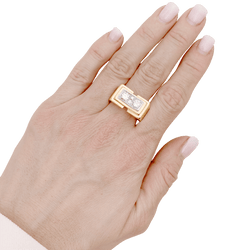 Bague Tank en or jaune, platine et diamants - Castafiore