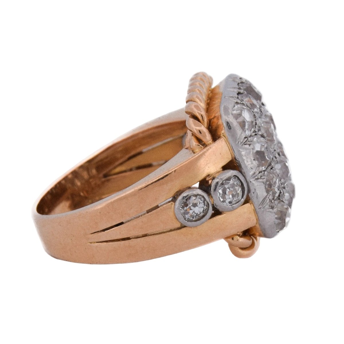 Bague Tank en or jaune, platine et diamants - Castafiore