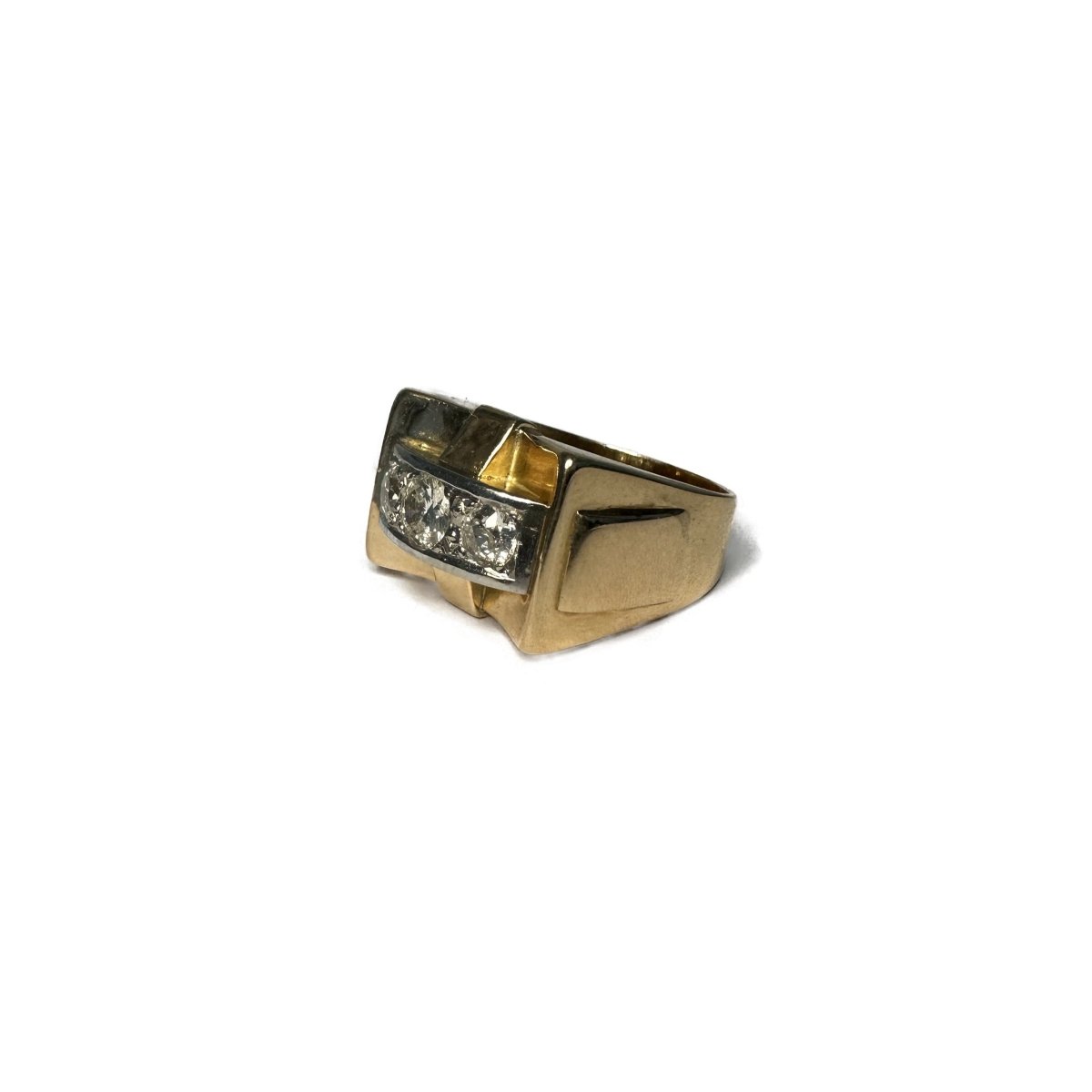 Bague Tank en or jaune, platine et diamants - Castafiore