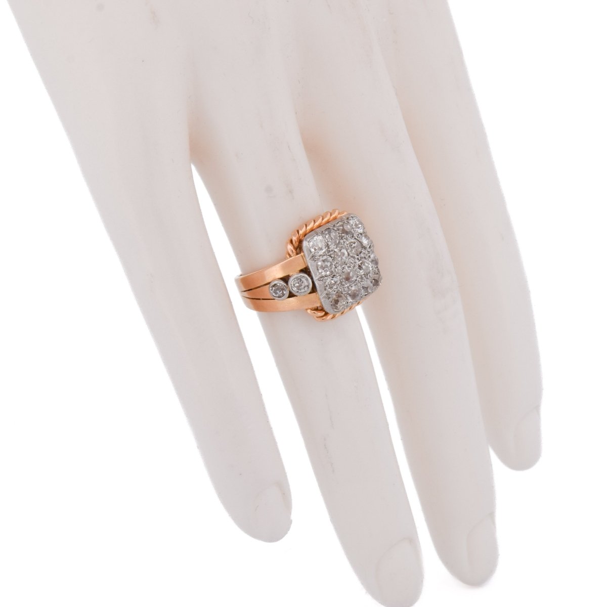 Bague Tank en or jaune, platine et diamants - Castafiore