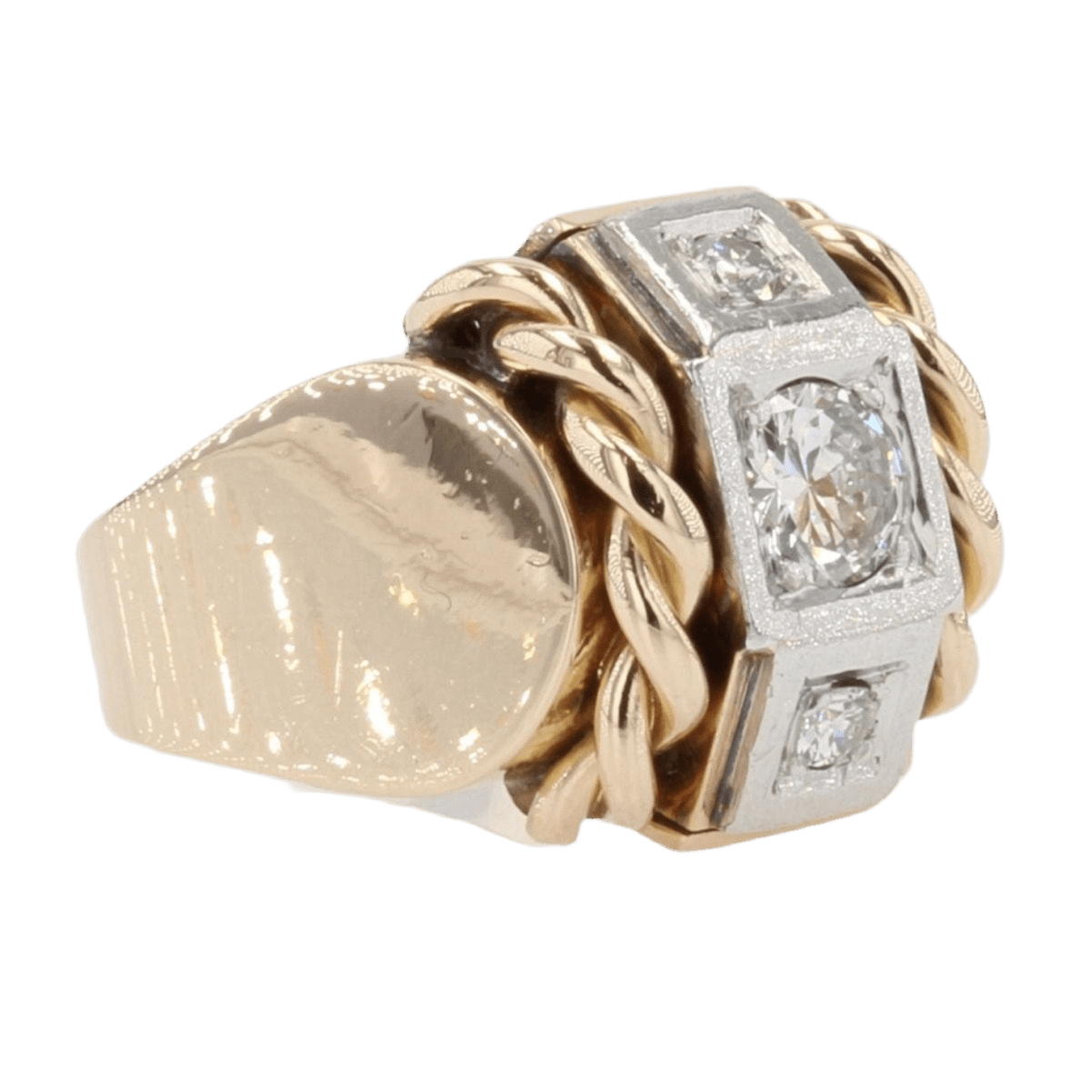 Bague Tank en or jaune, platine et diamants - Castafiore