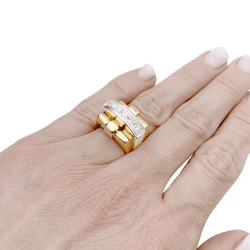 Bague Tank en or jaune, platine et diamants - Castafiore