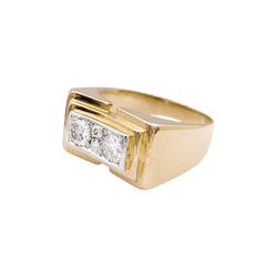 Bague Tank en or jaune, platine et diamants - Castafiore
