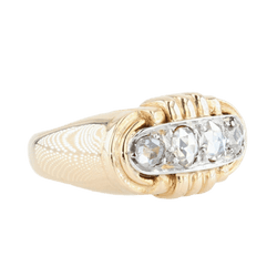 Bague Tank en or jaune, platine et diamants - Castafiore