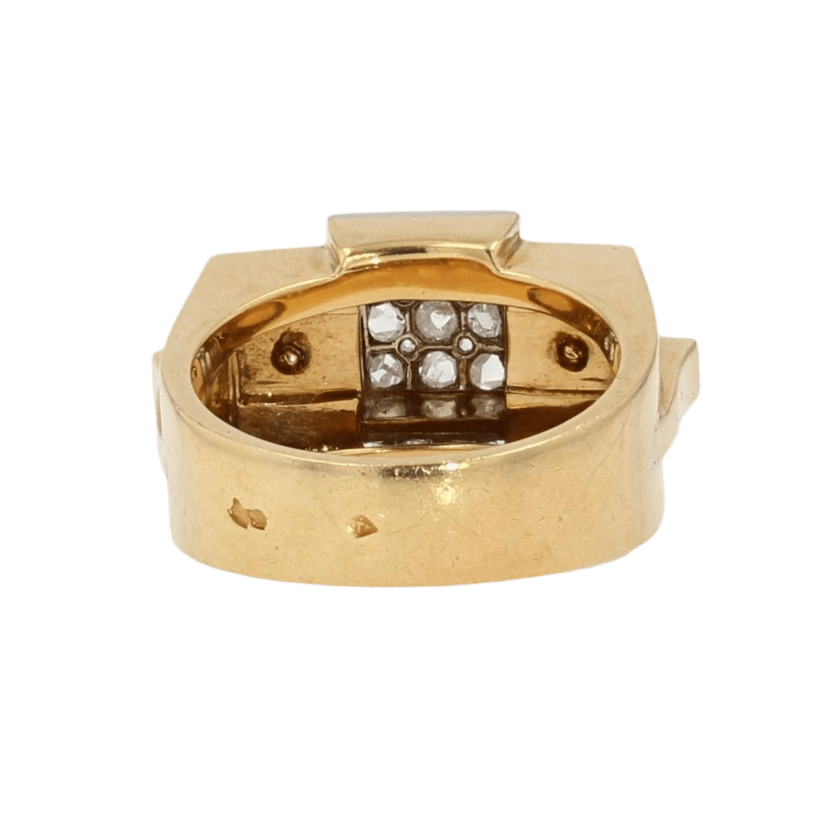 Bague Tank en or jaune, platine, perles et diamants - Castafiore
