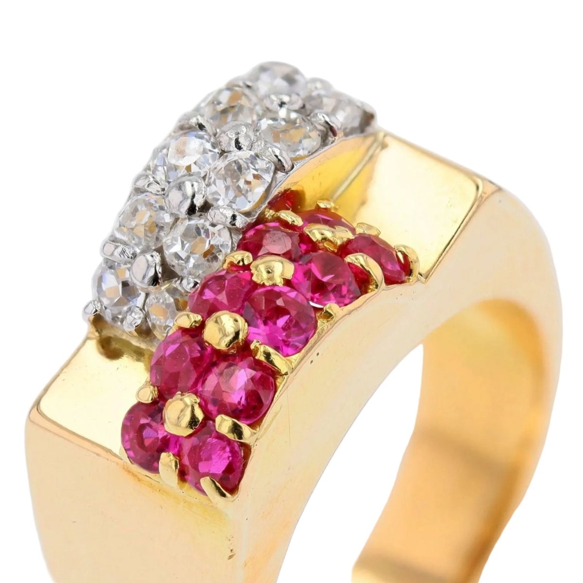 Ring tank duo diamonds ruby