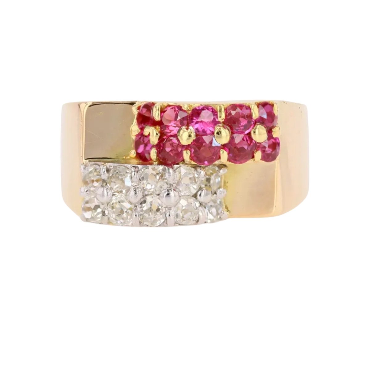 Ring tank duo diamonds ruby