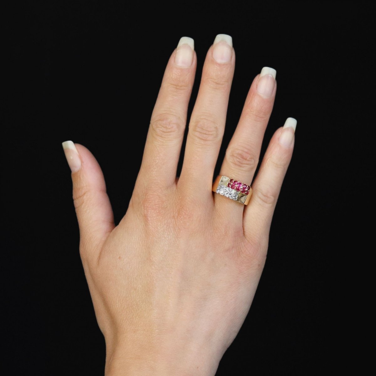 Ring tank duo diamonds ruby