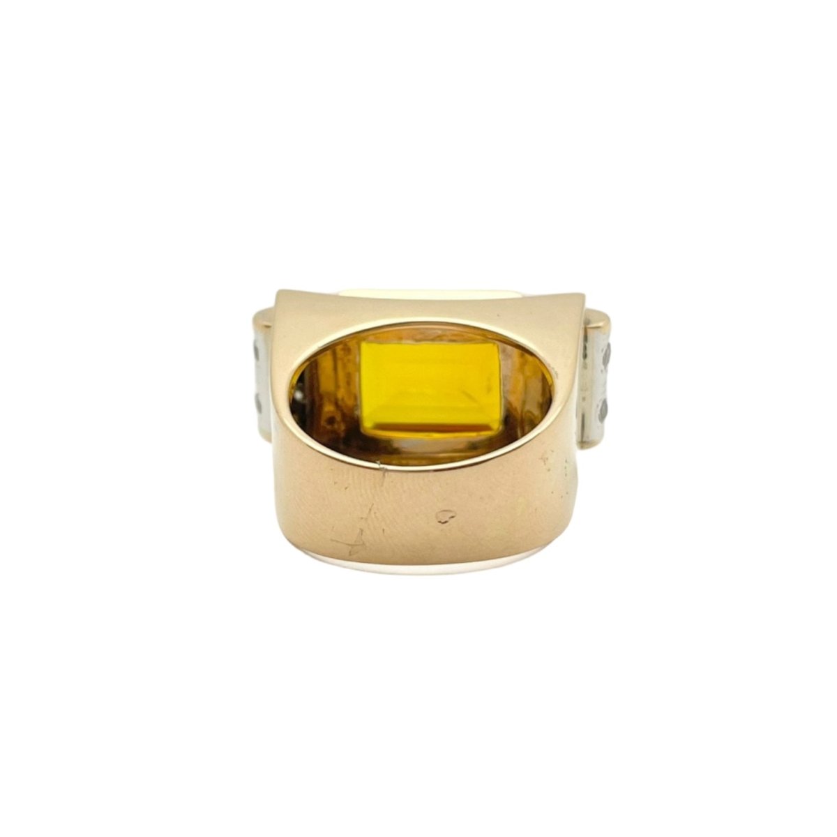 Bague Tank en or jaune, quartz et diamants - Castafiore