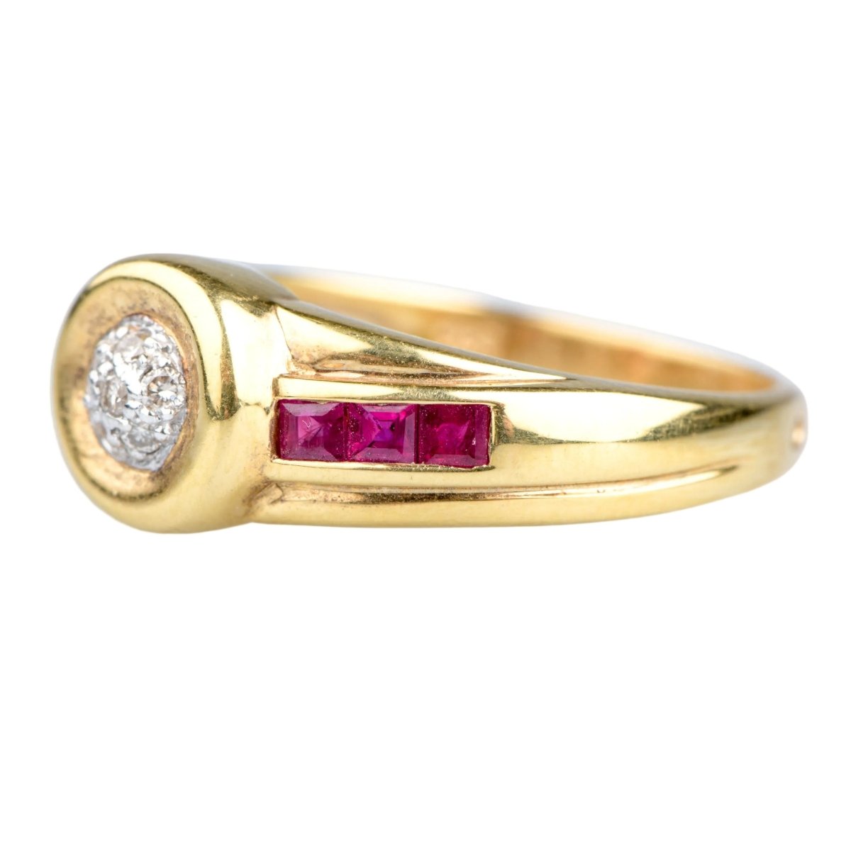 Bague Tank en or jaune, rubis et diamant - Castafiore
