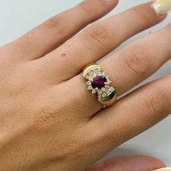 Bague Tank en or jaune, rubis et diamants - Castafiore