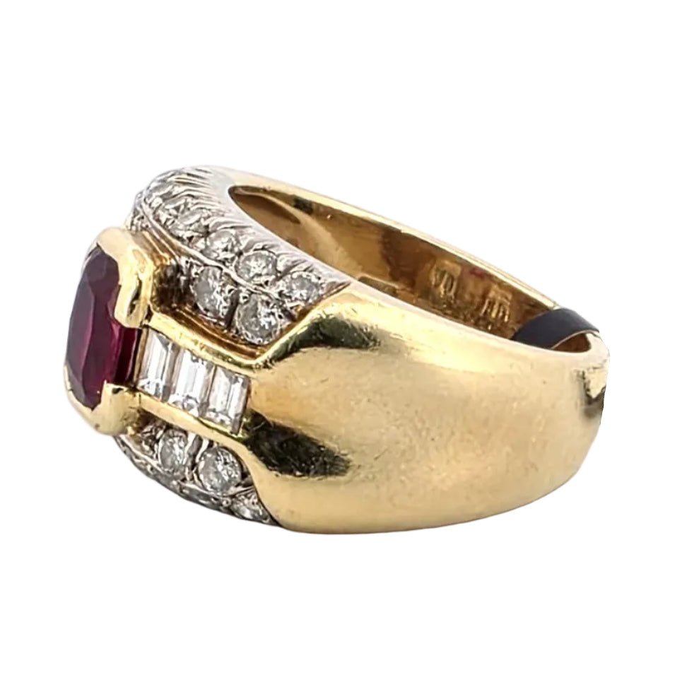Bague Tank en or jaune, rubis et diamants - Castafiore