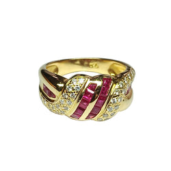 Bague Tank en or jaune, rubis et diamants - Castafiore