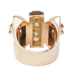 Bague Tank en or jaune, rubis et diamants - Castafiore
