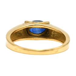 Bague Tank en or jaune, saphir et diamants - Castafiore