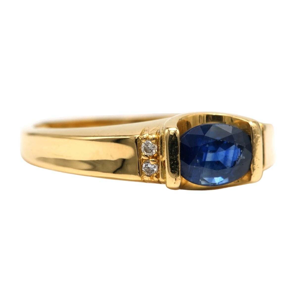 Bague Tank en or jaune, saphir et diamants - Castafiore