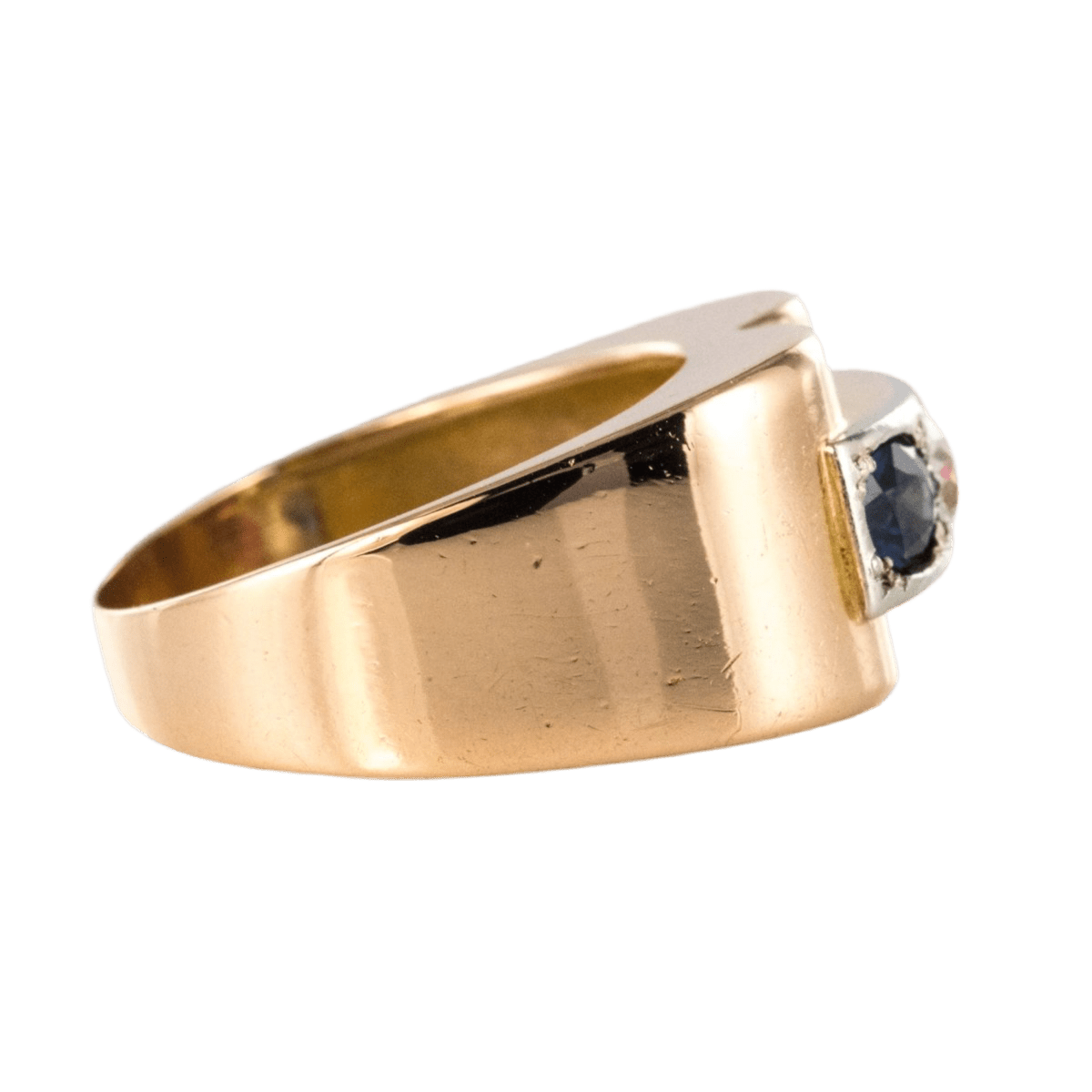 Bague Tank en or jaune, saphir, rubis et diamant - Castafiore