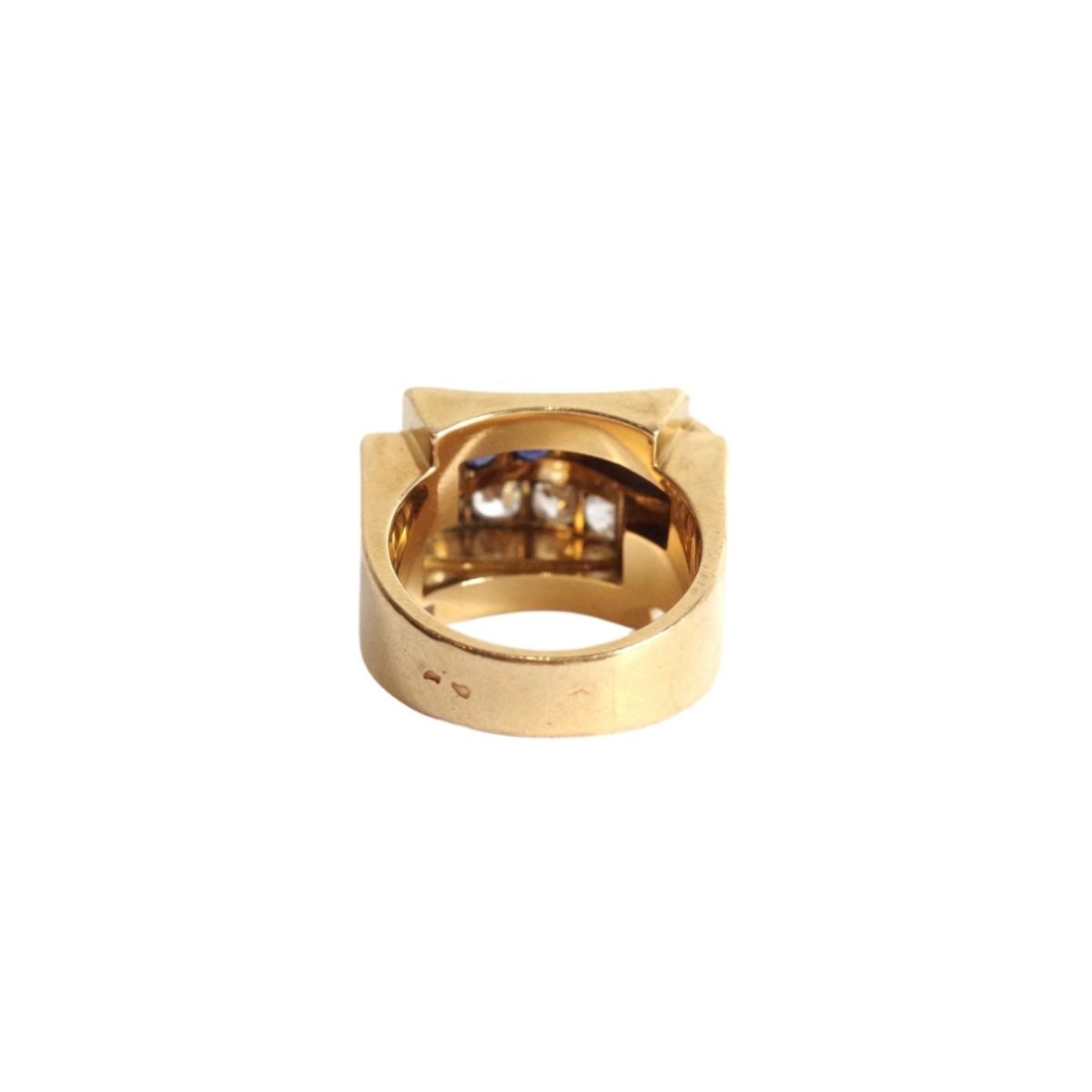 Bague Tank en or jaune, saphirs et diamants - Castafiore