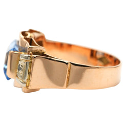Bague Tank en or jaune, spinelle et diamants - Castafiore