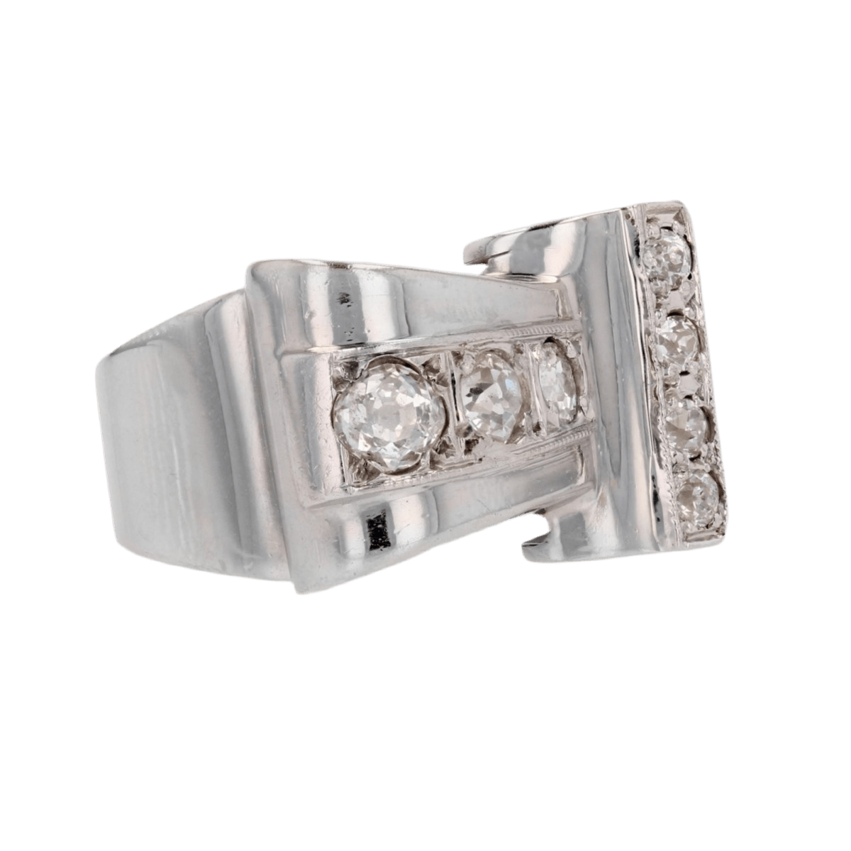 Bague Tank en or rhodié et diamants - Castafiore