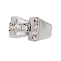 Bague Tank en or rhodié et diamants - Castafiore