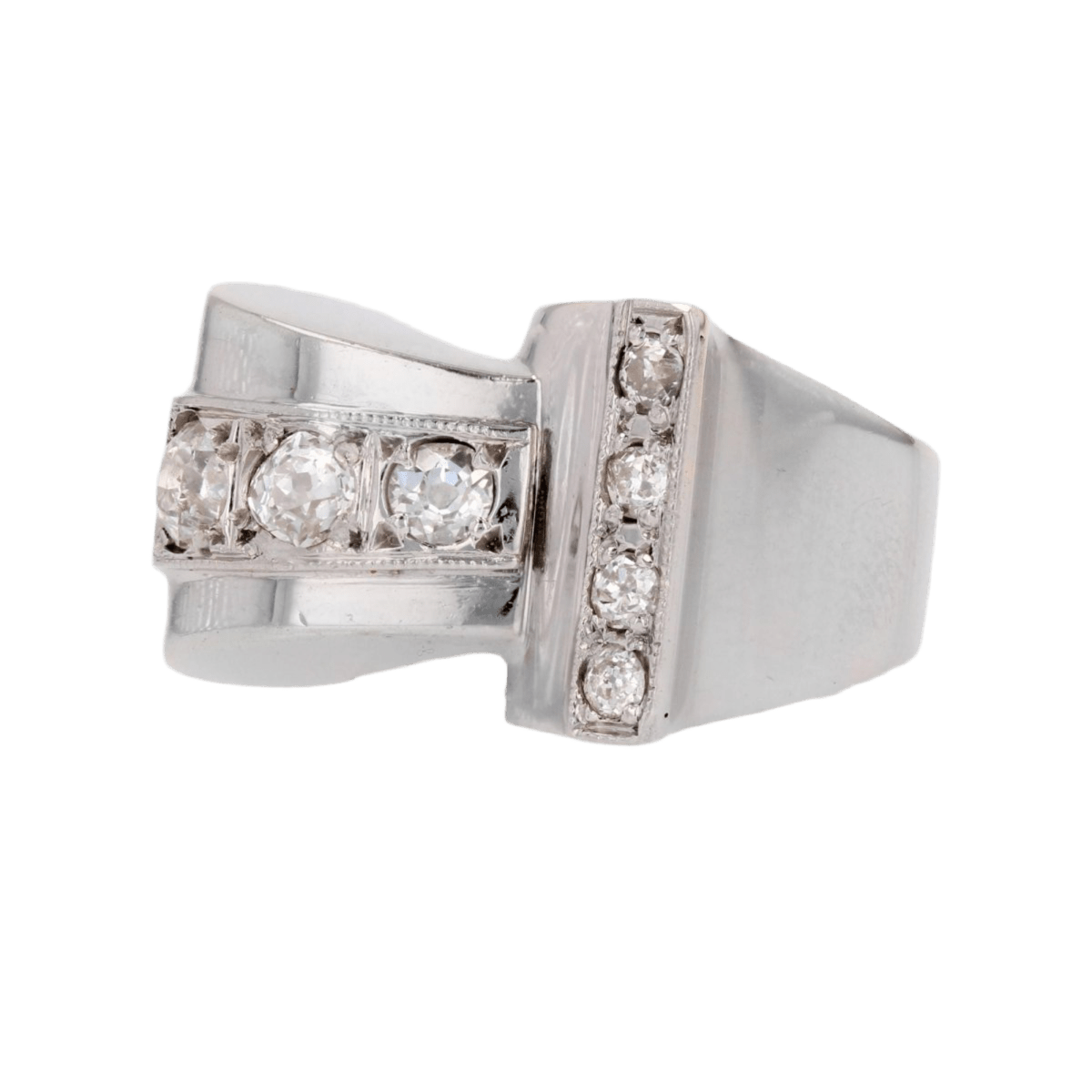 Bague Tank en or rhodié et diamants - Castafiore