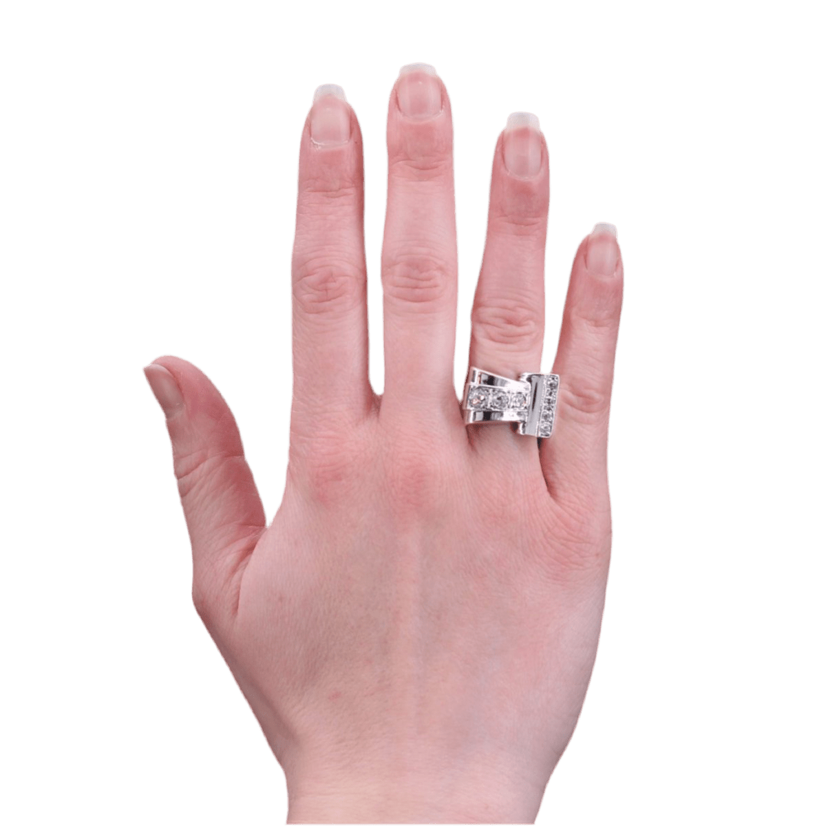 Bague Tank en or rhodié et diamants - Castafiore