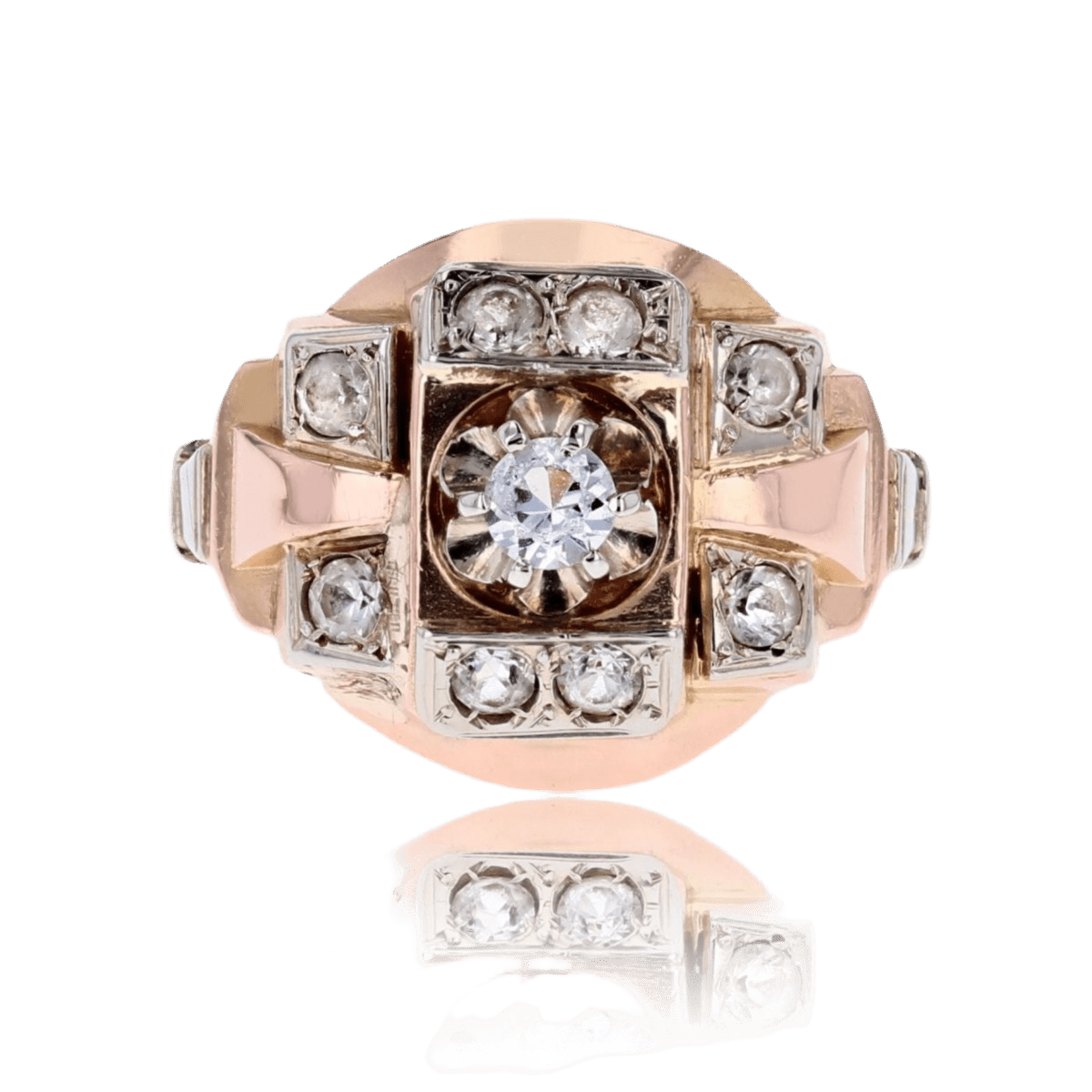 Bague Tank en or rose - Castafiore