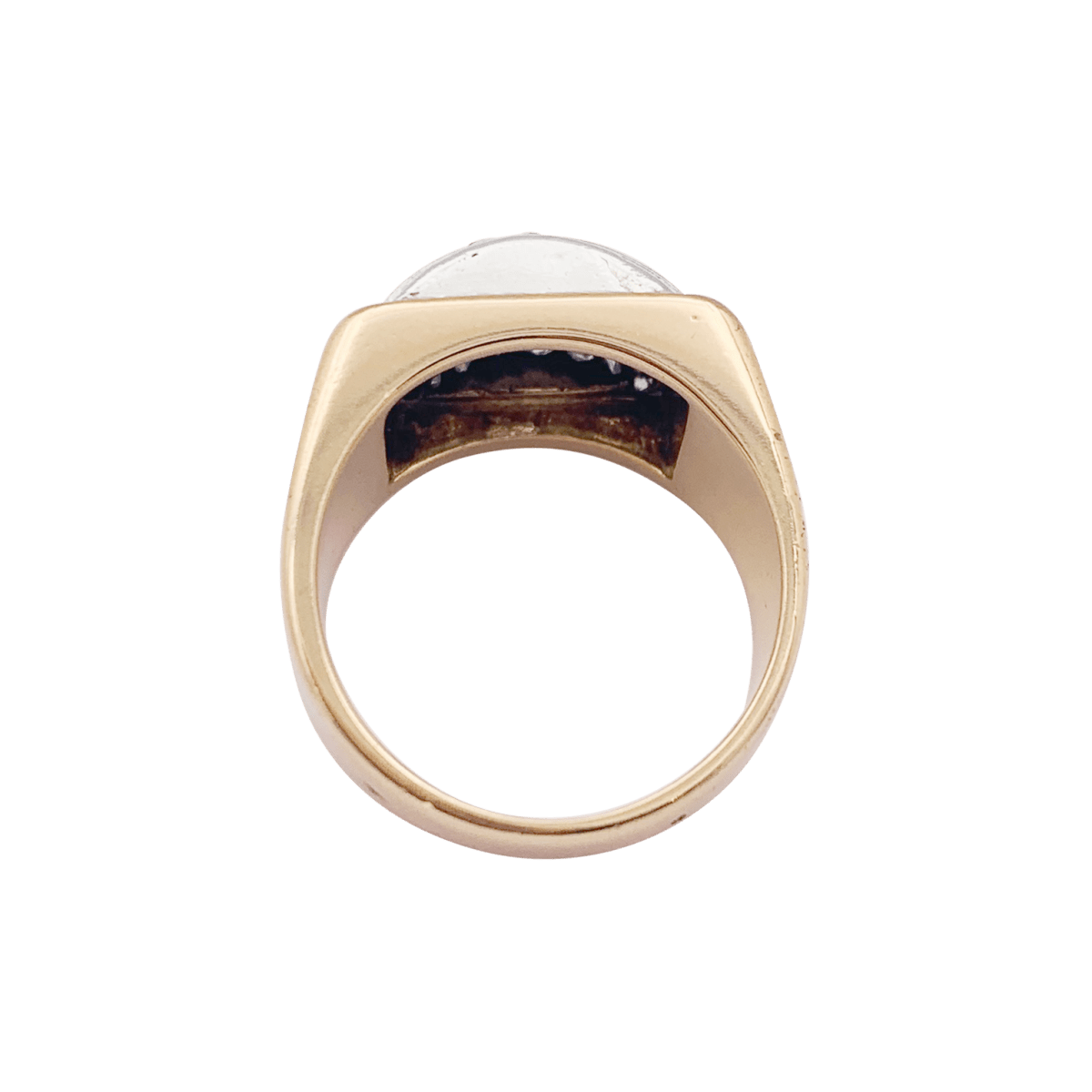 Bague tank en or rose, blanc et diamants. - Castafiore