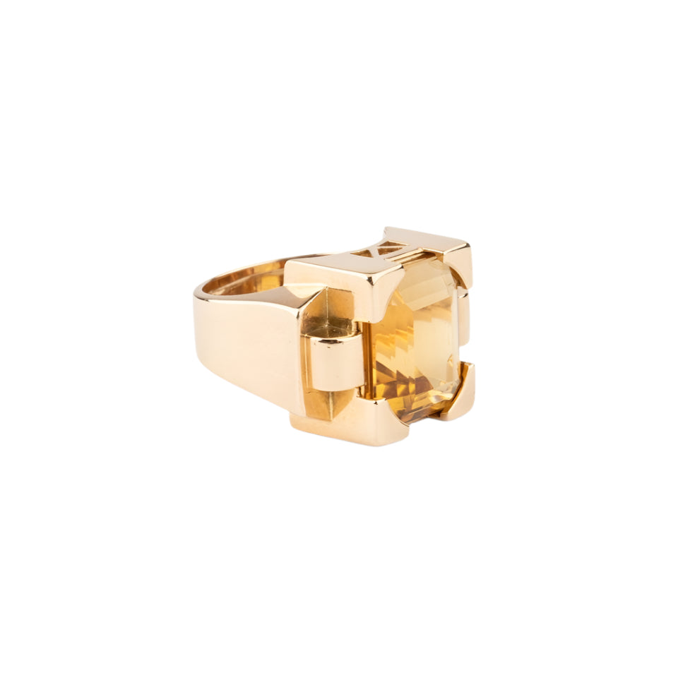 Bague Tank en or rose et citrine - Castafiore