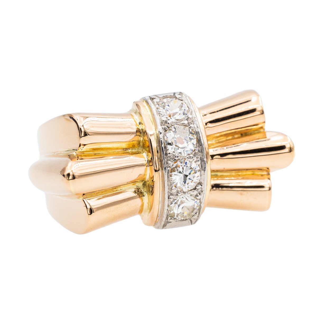 Bague Tank en or rose et diamant - Castafiore