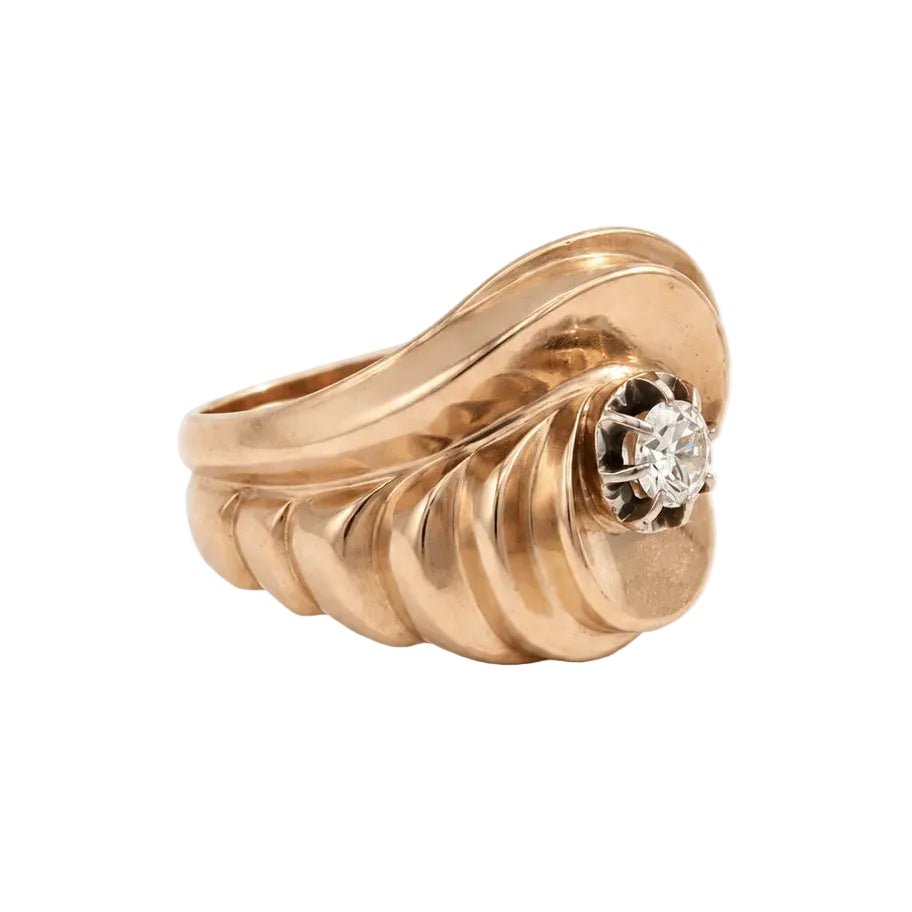 Bague Tank en or rose et diamant - Castafiore