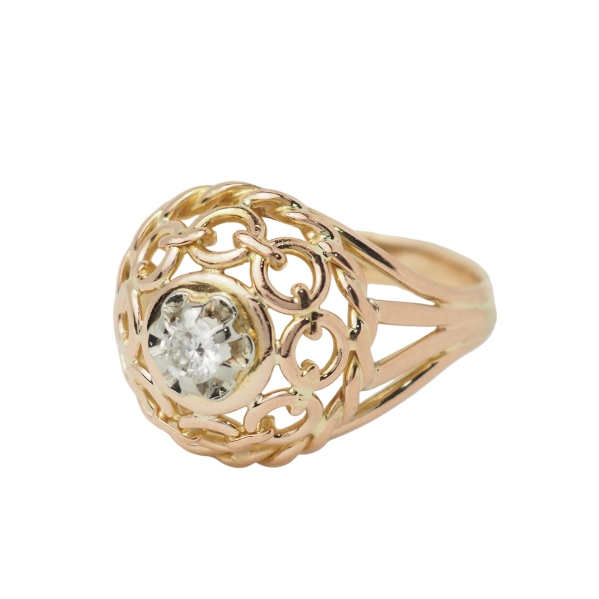 Bague Tank en or rose et diamant - Castafiore