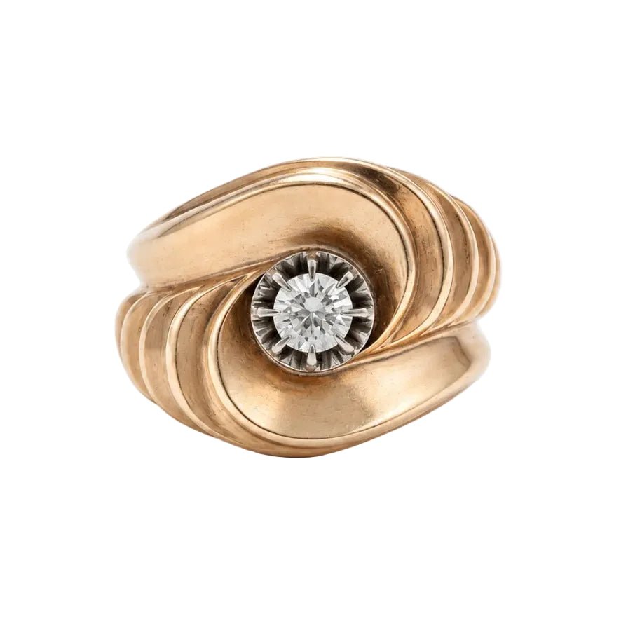 Bague Tank en or rose et diamant - Castafiore