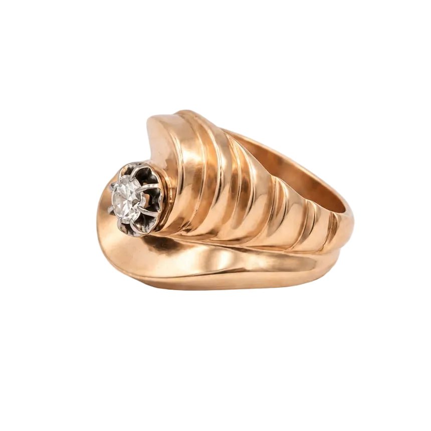 Bague Tank en or rose et diamant - Castafiore
