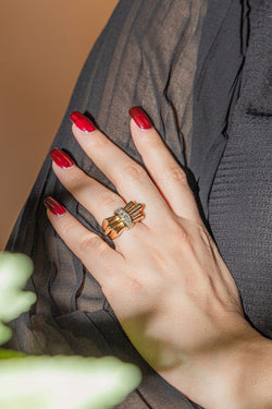 Bague Tank en or rose et diamant - Castafiore