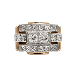 Bague Tank en or rose et diamants - Castafiore