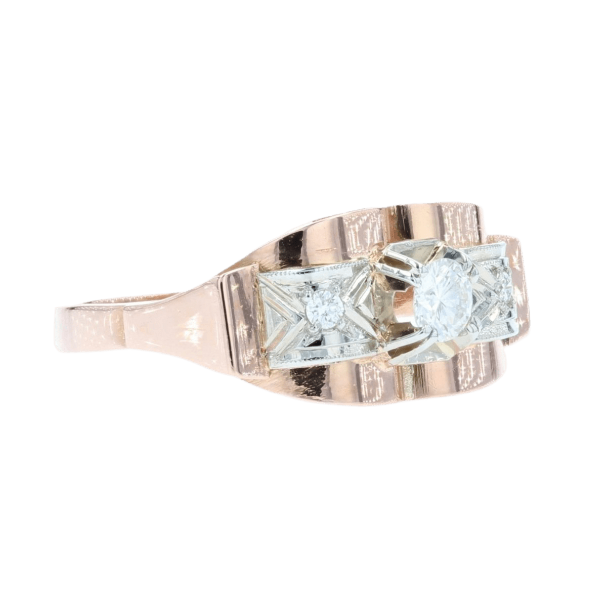 Bague Tank en or rose et diamants - Castafiore