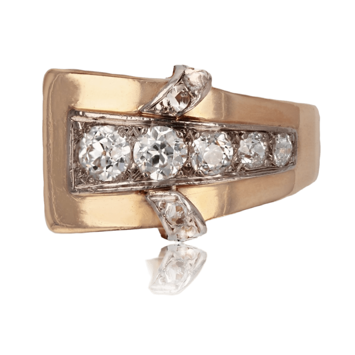 Bague Tank en or rose et diamants - Castafiore