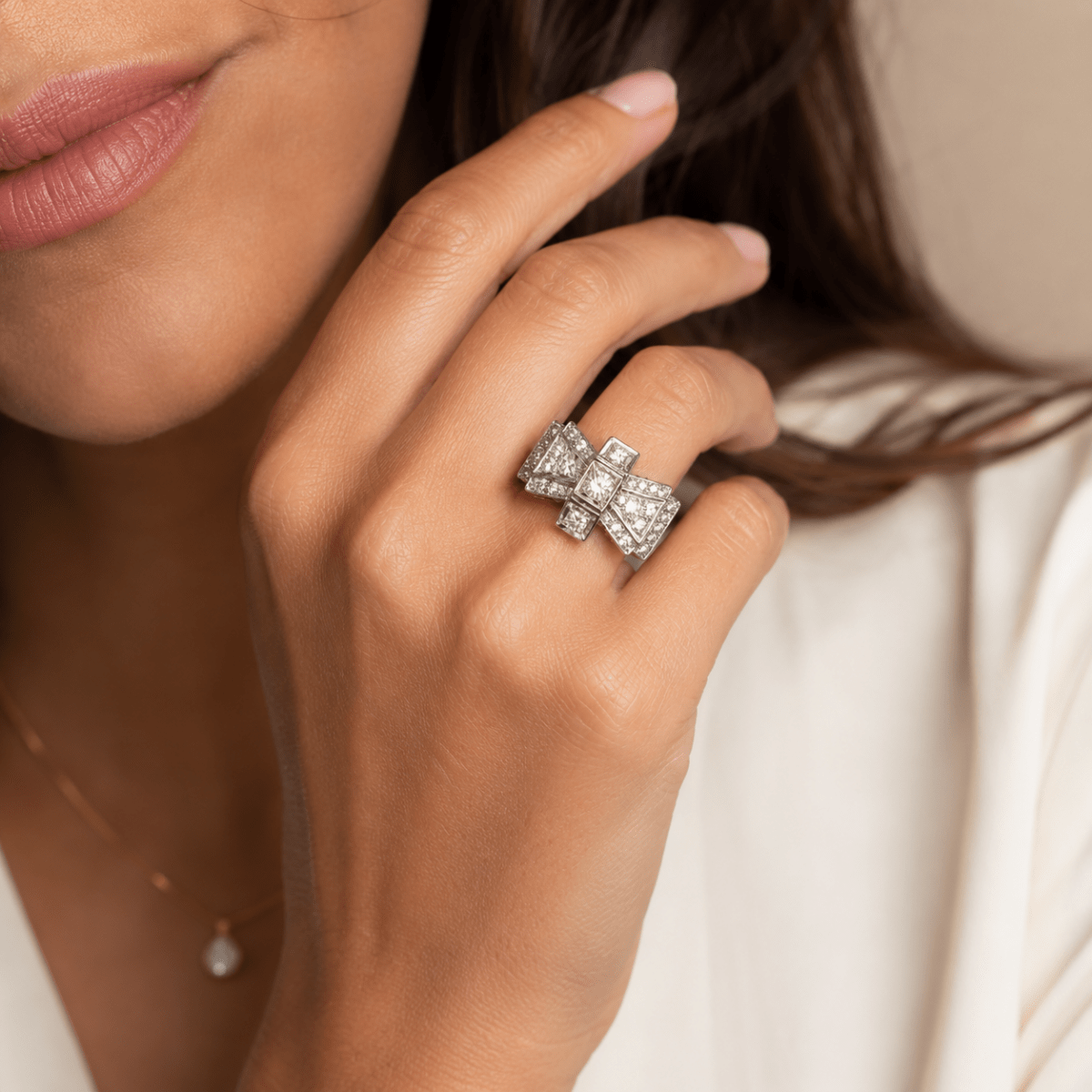 Bague Tank en or rose et diamants - Castafiore